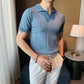 Men's V-neck Knitted Silk T-shirt