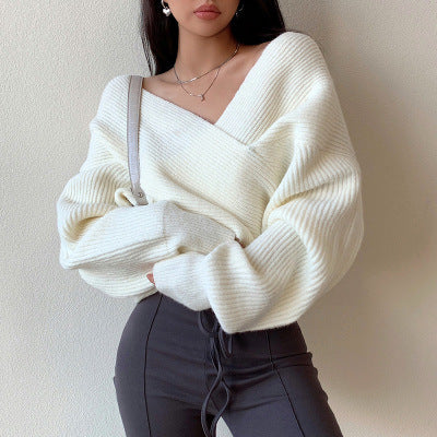 Women's Off-shoulder Cross Sweater