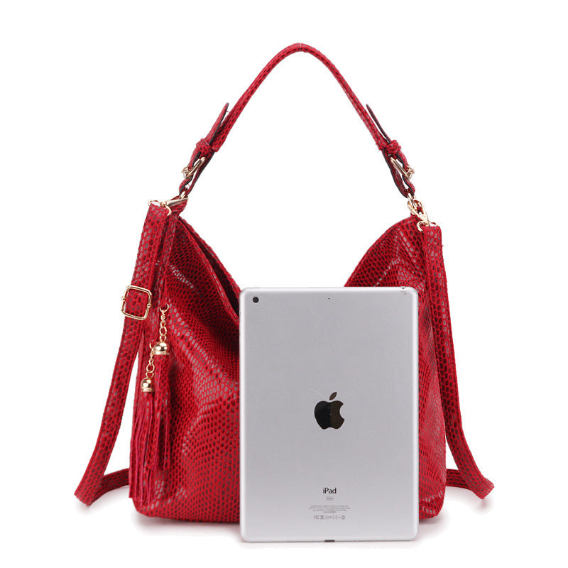 Ladies' Snake Pattern Crescent Handbag