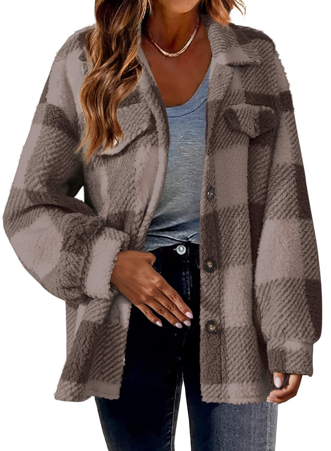 Women's Button Plush Coat