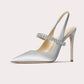 Pointed Leather Heels w/Stones