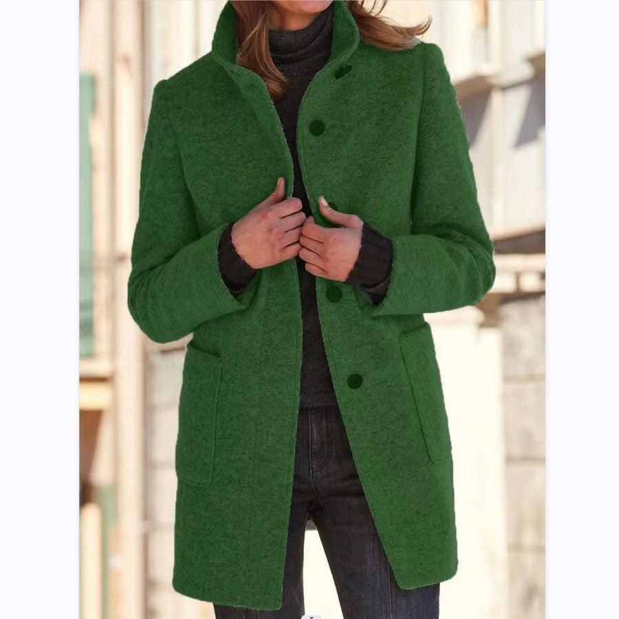 Standing Collar Woolen Coat