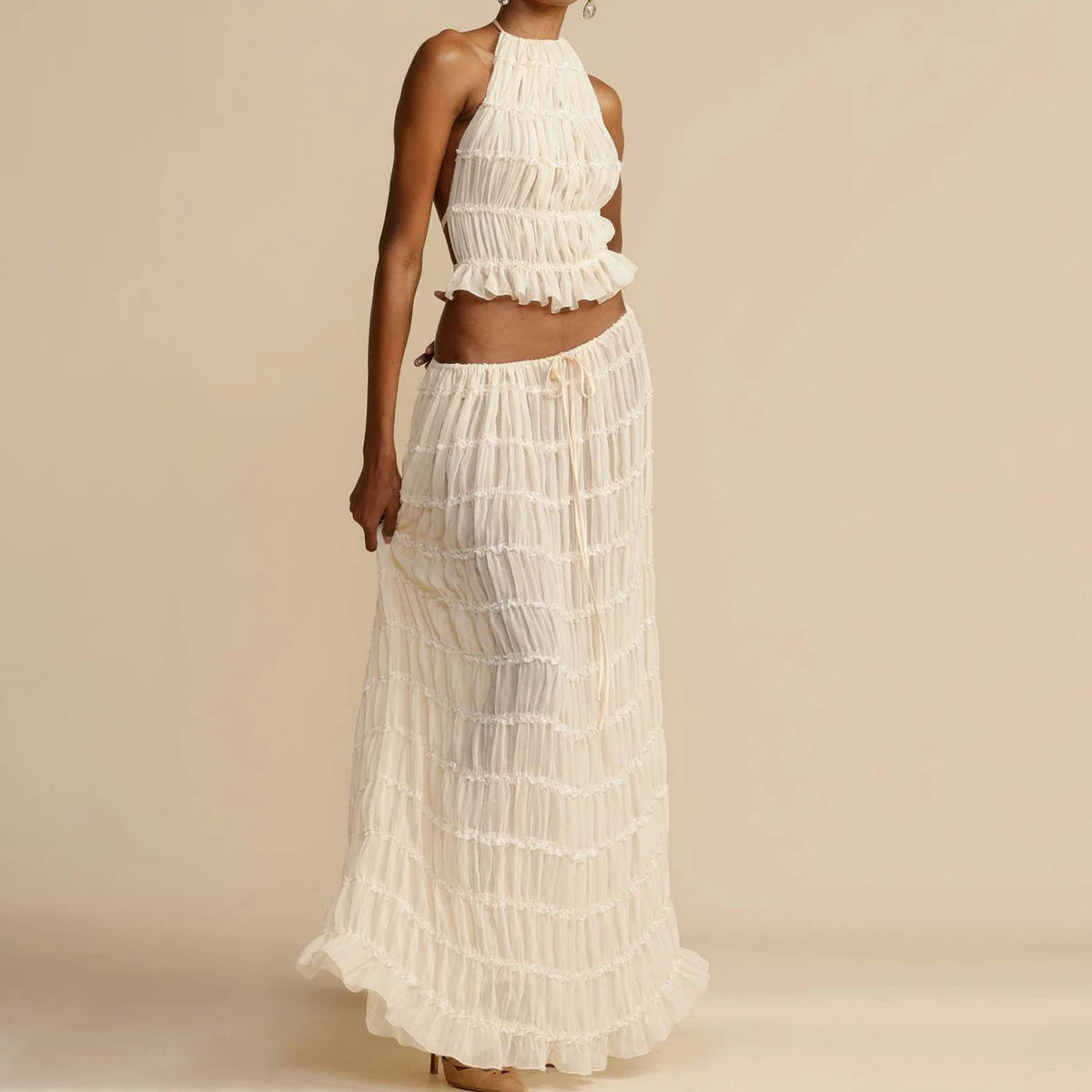 2pcs Bohemian Pleated suit