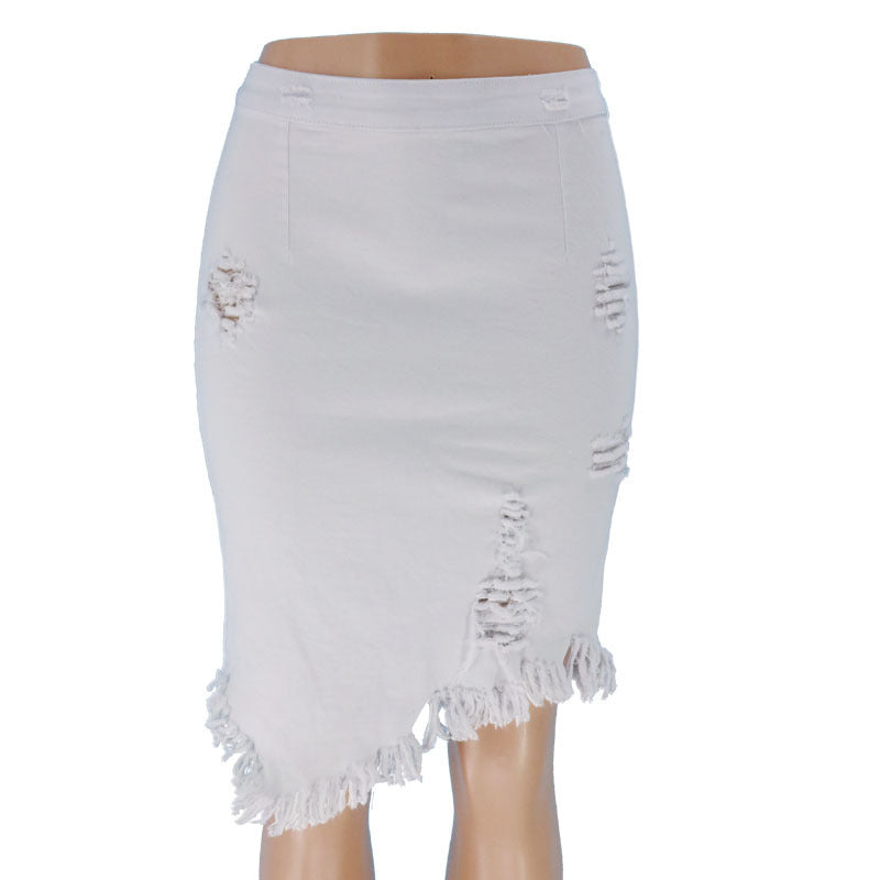 Distressed Denim Skirt