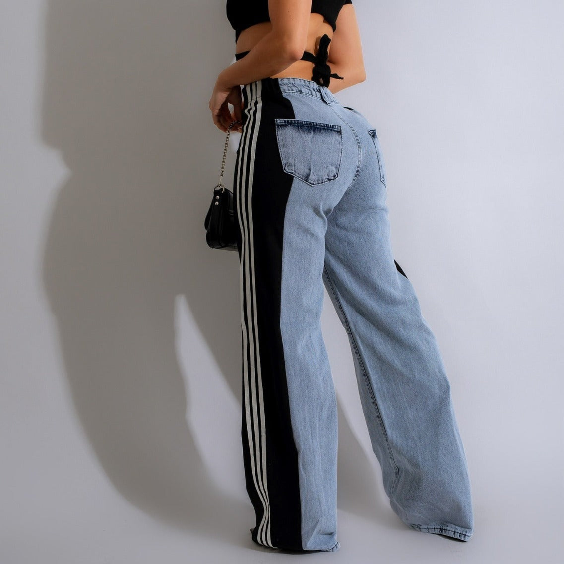 High Waist Patchwork Trousers