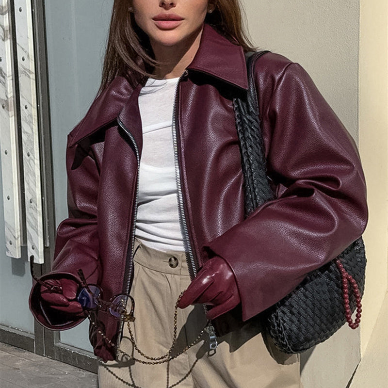 Zippered Leather Jacket