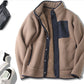 Fleece-Lined Thickened Stand Collar Pocket Jacket For Men