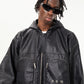 Men Hooded Leather Jacket