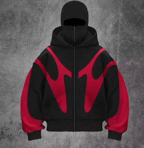 Pattern Stitching Trendy Zipper Hoodie For Men