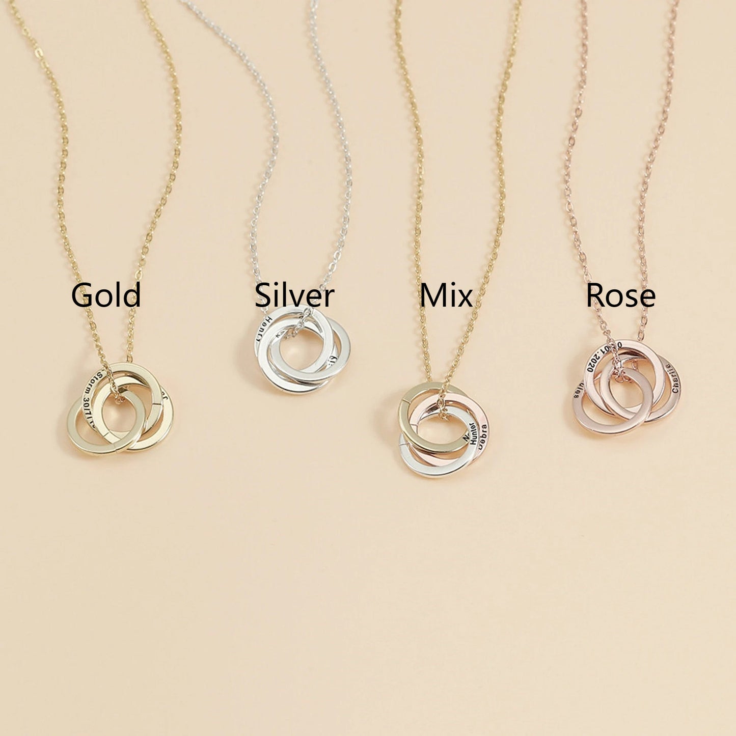 Titanium Steel Plated Multiple Rings Necklace
