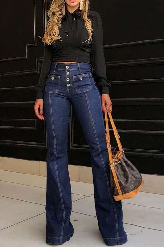 Ladies Bell Bottom Stretch Jeans