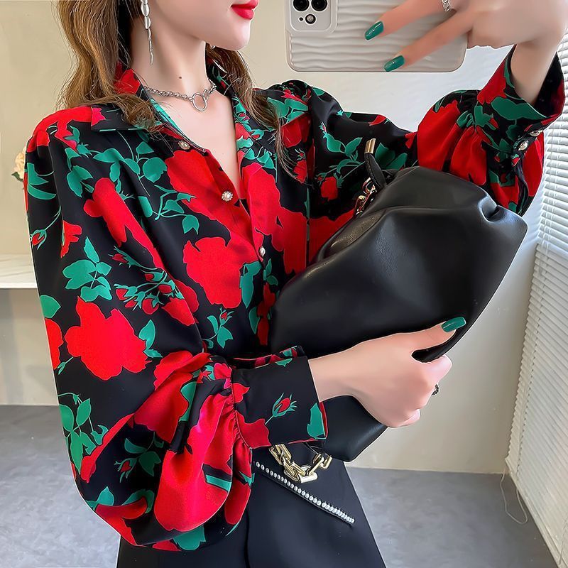Lantern Sleeve Chiffon Shirt