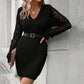V-neck Knitted Sweater Dress