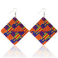 African Wooden Bohemian Square Earrings