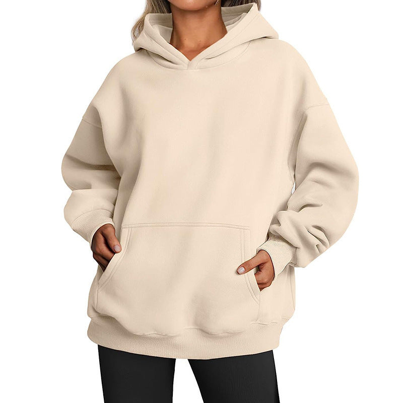 Solid Color Oversized Hoodie For Women