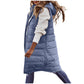 Solid Color Sleeveless Down Long Winter Jacket