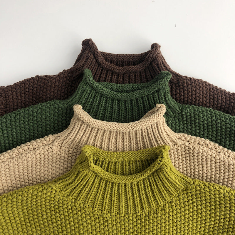 Kids'  Retro Knitted Turtleneck Sweater