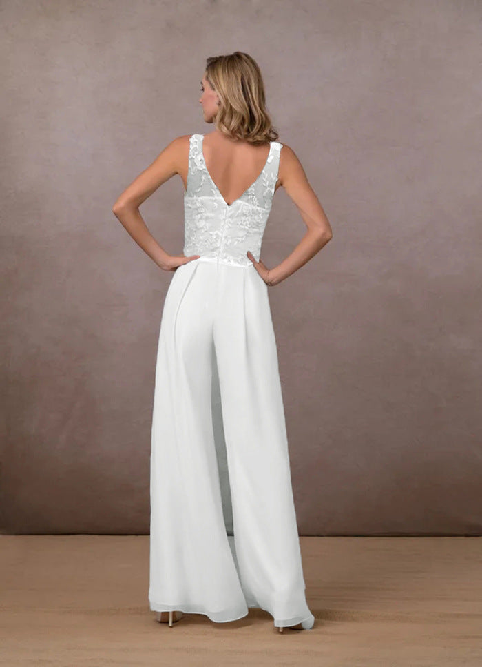 Women's V-neck Chiffon Pants Jumpsuit