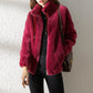 Double Faced Fleece High Neck Cardigan For Women