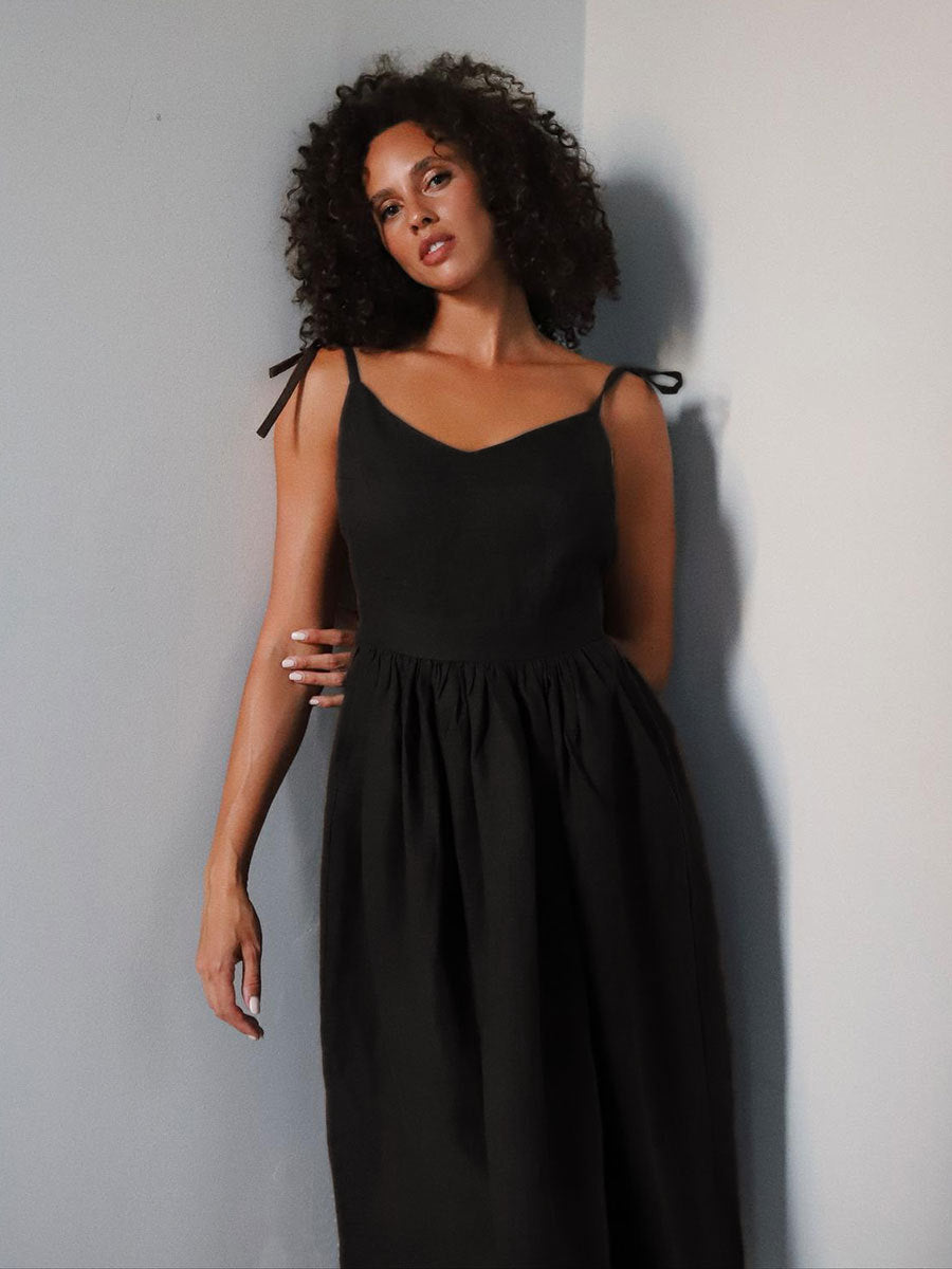 Cotton Backless Spaghetti Strap Dress