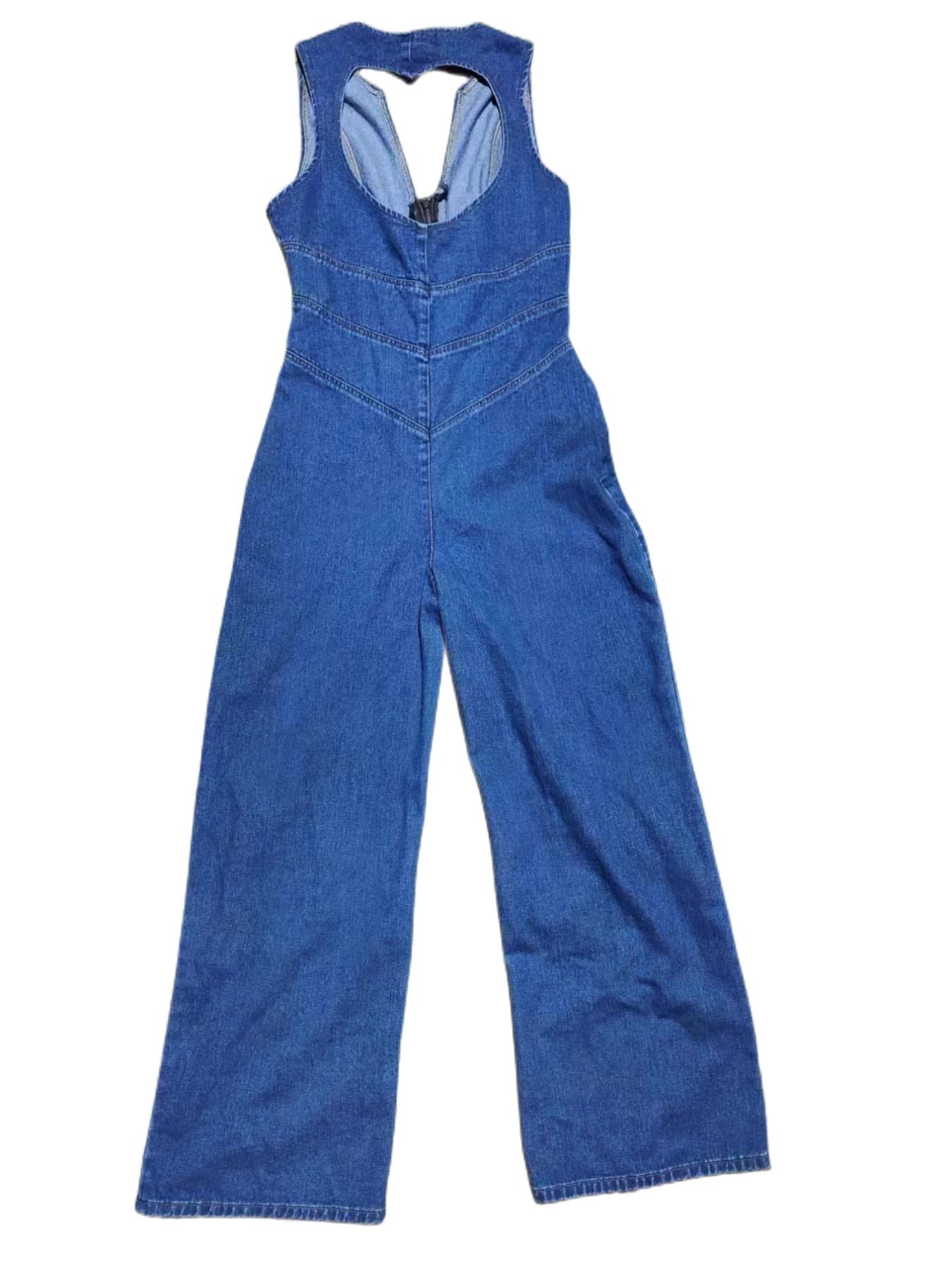 Retro High Waist Denim Jumpsuit