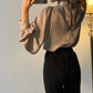 Elegant Satin Balloon Sleeve Blouse