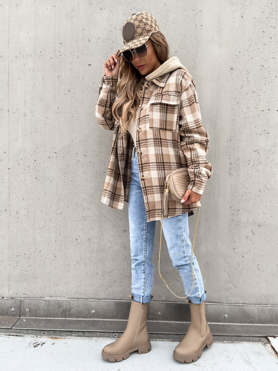 Women's Woolen Plaid Jacket