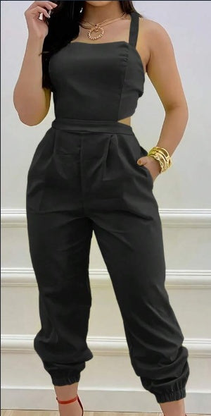 Backless,  Ankle Cuffs Jumpsuit