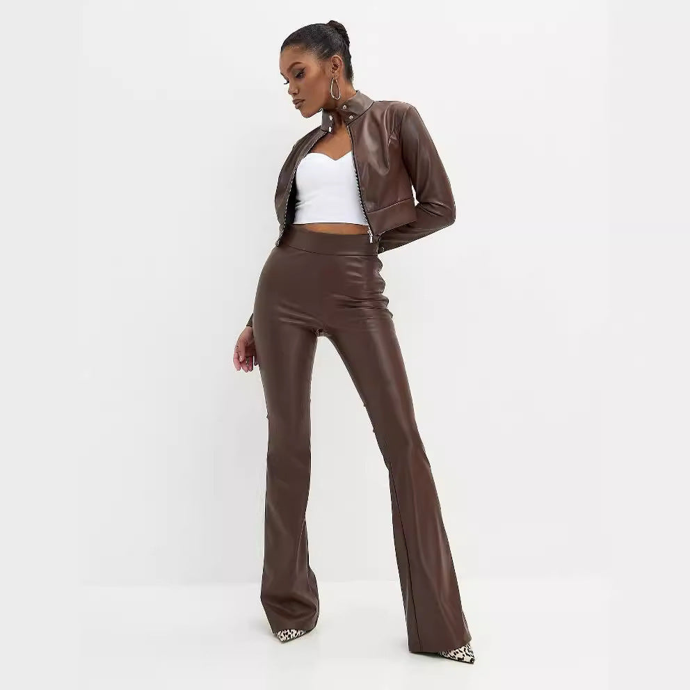 Women's Glossy Flared Pants Suit