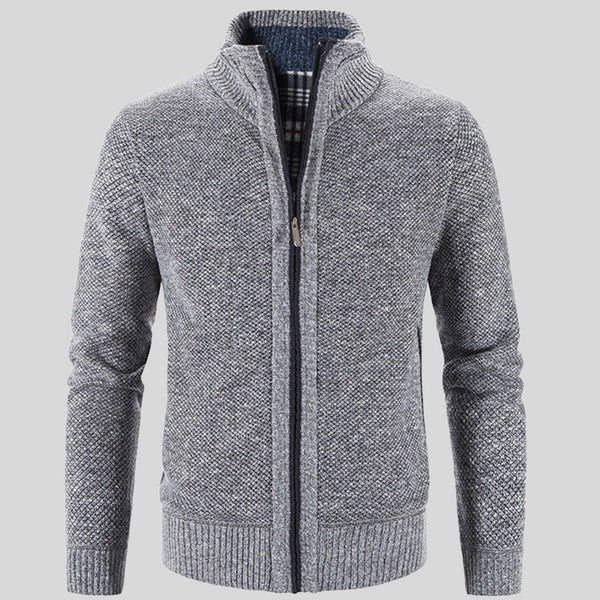 Solid Color Stand Collar Jacket Cardigan For Men