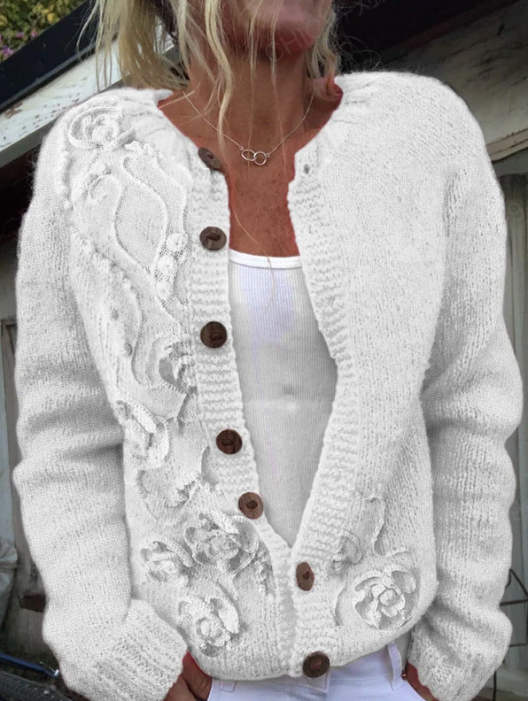 Women's Knitted Sweater with 3D Effect
