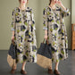 Vintage Linen Floral Print Dress