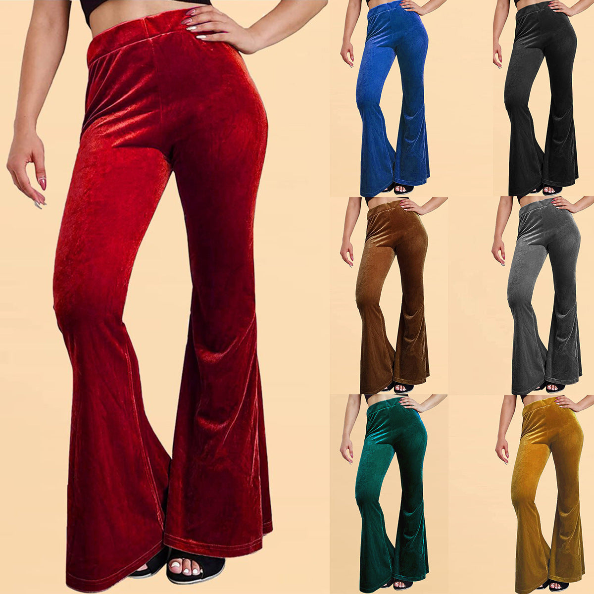 Velvet Bell-bottom Pants