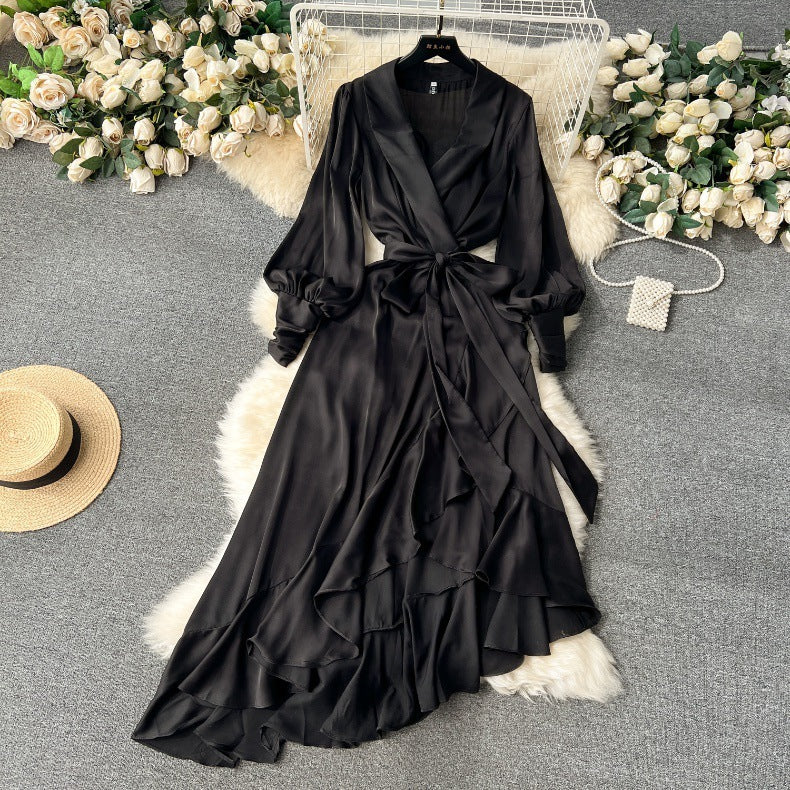 Ladies Long Sleeve Ruffles Dress