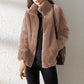 Double Faced Fleece High Neck Cardigan For Women