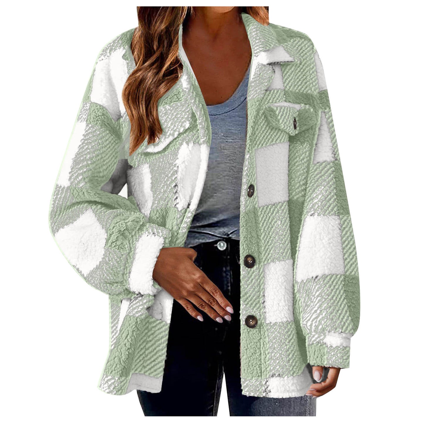 Women's Button Plush Coat