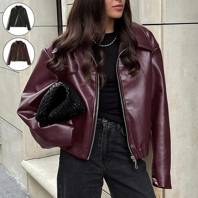 Zippered Leather Jacket