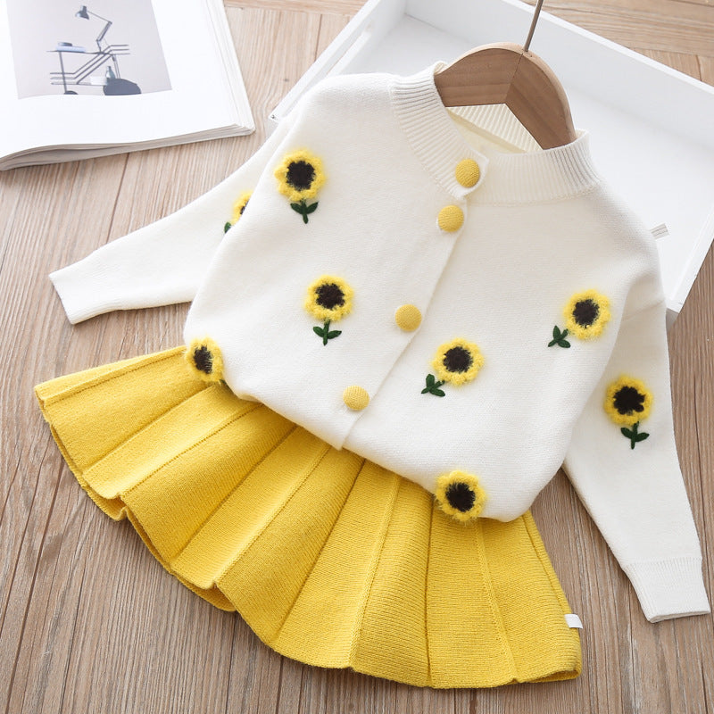 2 Pcs Baby Girl Mink Wool Sweater Dress