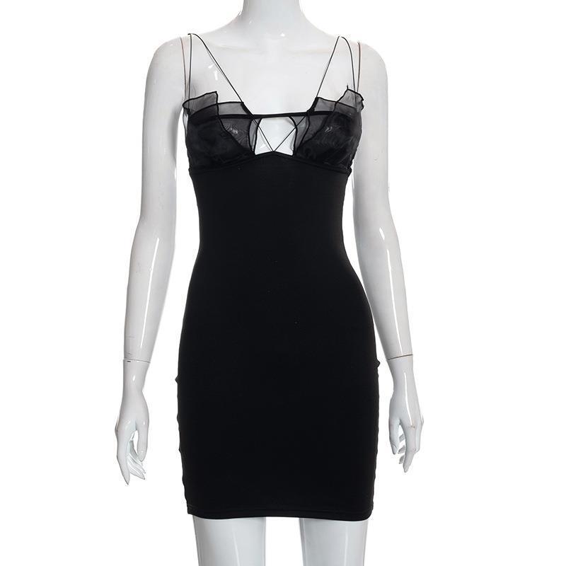 Ladies Splicing Little Black Dress