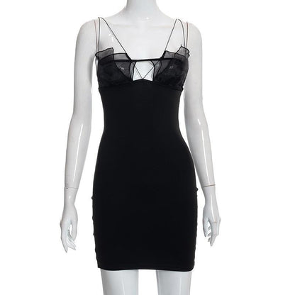 Ladies Splicing Little Black Dress