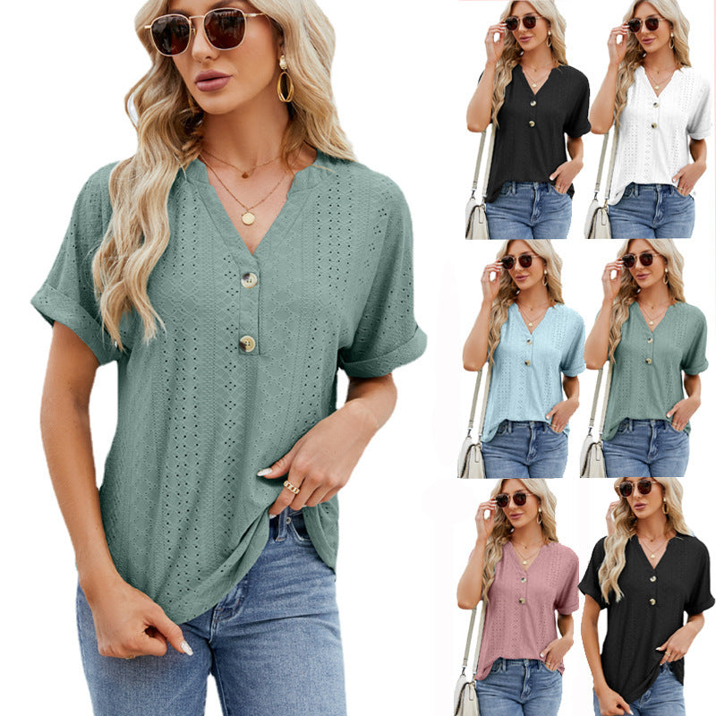 Women's Button Hollow T-shirt
