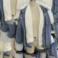 Stone Washed Denim Jacket w/ Integrated Fur