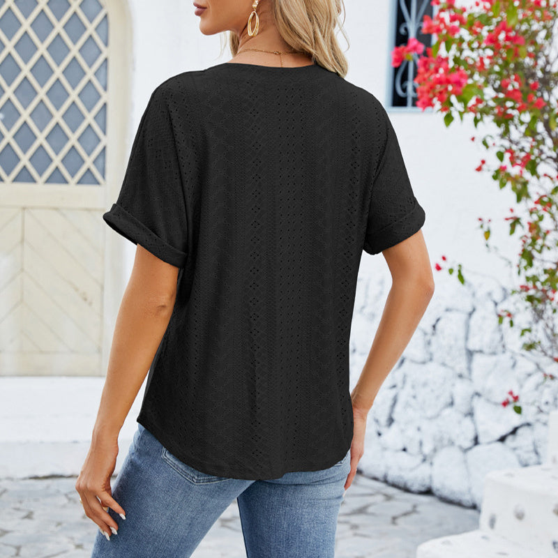 Women's Button Hollow T-shirt