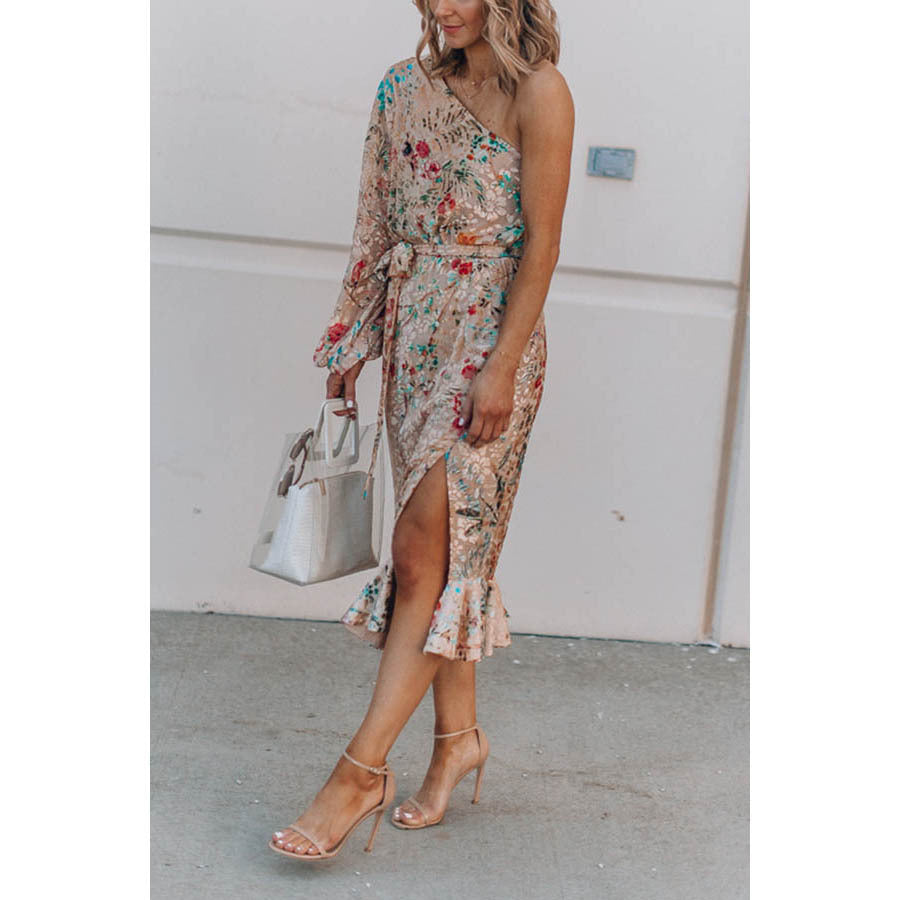 Women's One Shoulder Split Dress