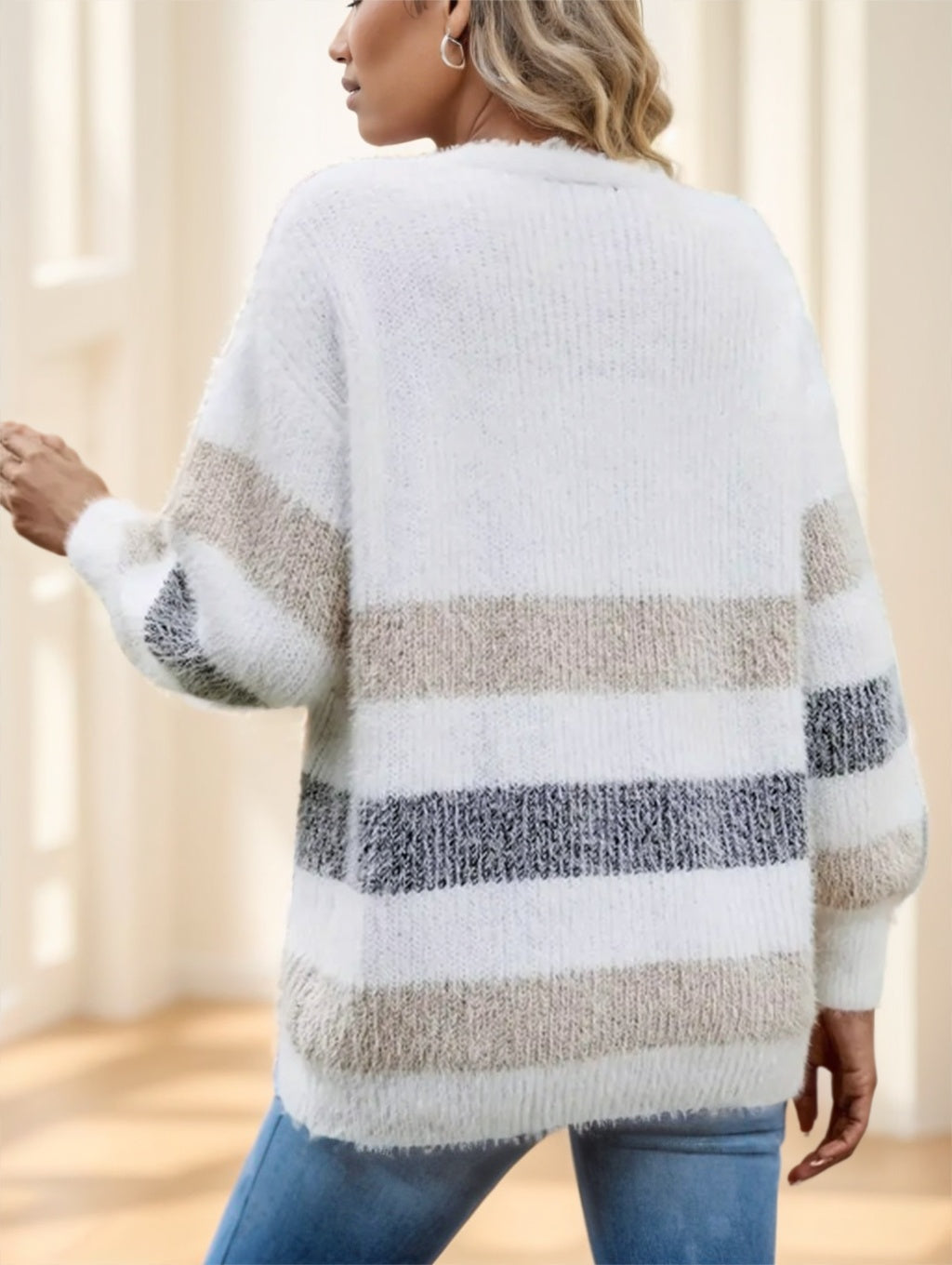 Warm French Stripe Cardigan For Women