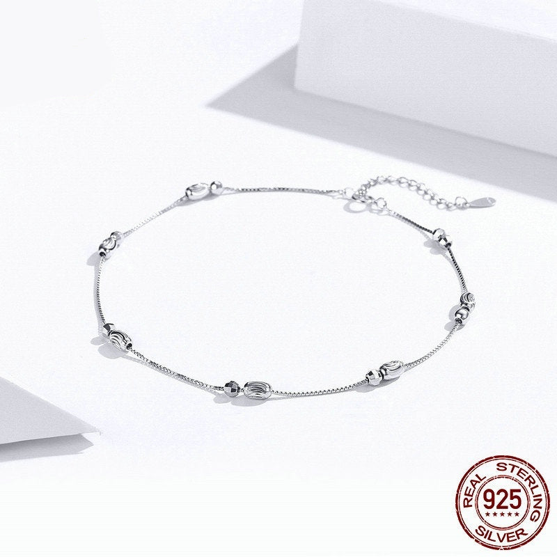 Sterling Silver Fashion White Gold Plated Anklet