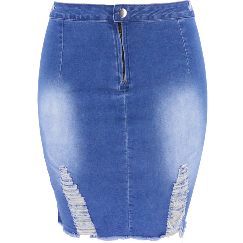 Distressed Denim Skirt