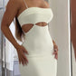 All White Cutout Suspender Dress | Ajanka Inc.