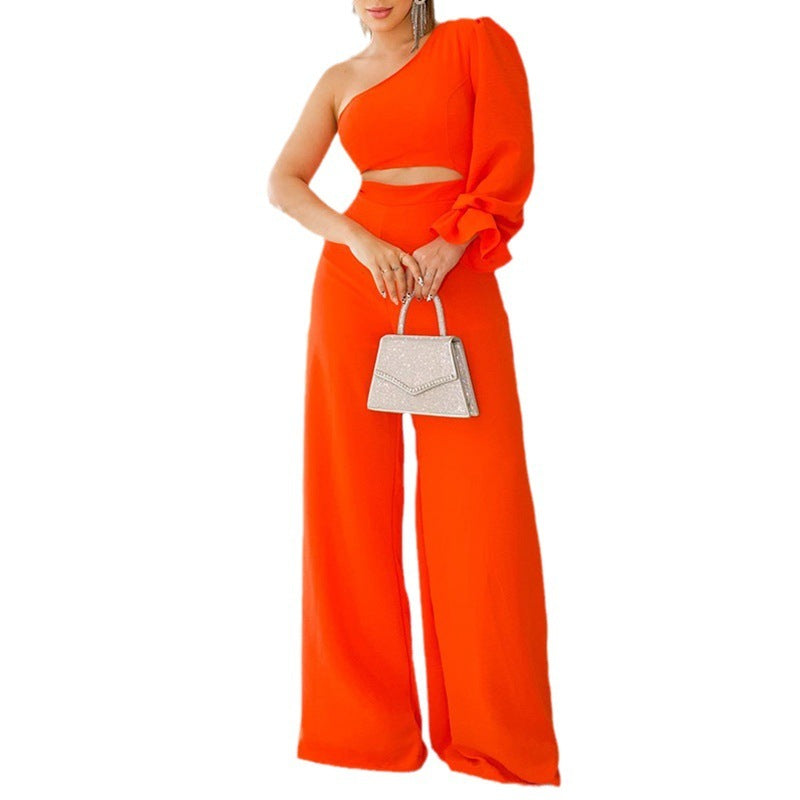 Women's Petal Sleeve Wide Leg Jumpsuit