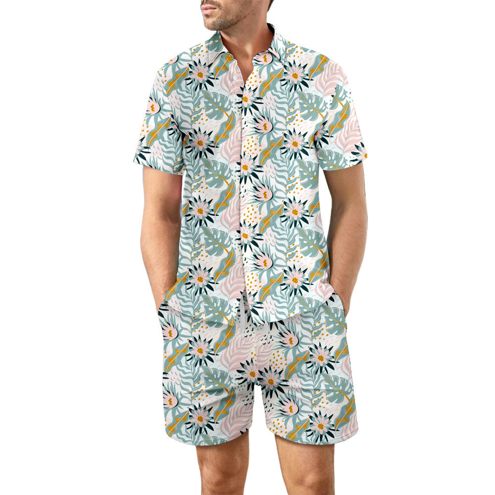 Men's 2Pcs Printed Beach Suit